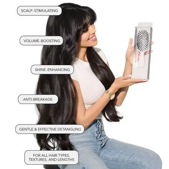 🔥 🏆 #1 Bestselling🏆Viral World-Famous 5x Sold Out Paddle Brush - Smoother, Stronger, Shinier Hair - Boar Bristle Brush with Nylon Bristles and Microsphere Massaging Tips